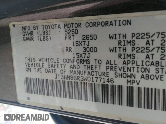 1998 Toyota 4Runner SR5 z VIN JT3HN86R3W0177146, wystawiony jako IAAI lot #42073056 z przebiegiem 318 147 mil mil oraz . Historia ofert i sprzedaży dostępna na DreamBid. Obrazek 9.