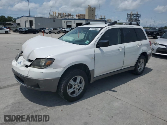 2004 Mitsubishi Outlander LS z VIN JA4LX31F44U047876, wystawiony jako Copart lot #59395585 z przebiegiem 148 726 mil mil oraz Szkoda całkowita • Salvage title. Historia ofert i sprzedaży dostępna na DreamBid. Obrazek 1.
