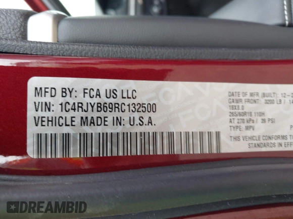 2024 Jeep Grand Cherokee с VIN 1C4RJYB69RC132500, выставлен на аукционе IAAI как лот 42553951 с пробегом 20 990 миль миль и . История ставок и продаж доступна на DreamBid. Изображение 9.