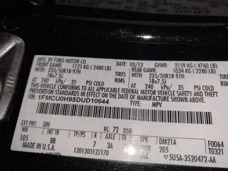 2013 Ford Escape SEL with VIN 1FMCU0H95DUD10644, listed as a IAAI auction lot 41517697 with 82,278 mi miles. Bid and sale history available at carsss.com. Image 9.