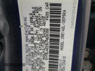 2012 Toyota Corolla L with VIN 5YFBU4EE6CP028386, listed as a Copart auction lot 53189055 with 0 mi miles and Salvage Title. Bid and sale history available at carsss.com. Image 15.
