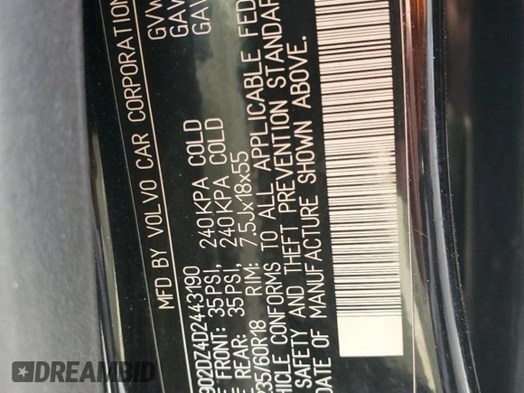 2013 Volvo XC60 T6 с VIN YV4902DZ4D2443190, выставлен на аукционе Copart как лот 56531925 с пробегом 140 184 миль миль и Списание • Salvage title. История ставок и продаж доступна на DreamBid. Изображение 13.