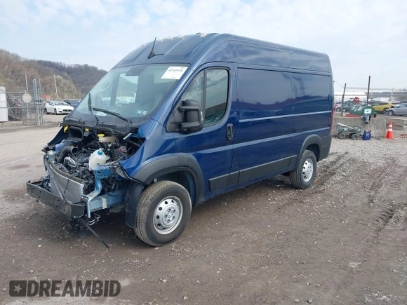 2023 Ram ProMaster Cargo with VIN 3C6LRVBG1PE599526, listed as a IAAI auction lot 41910156 with 1,504 mi miles. Bid and sale history available at carsss.com. Image 2.