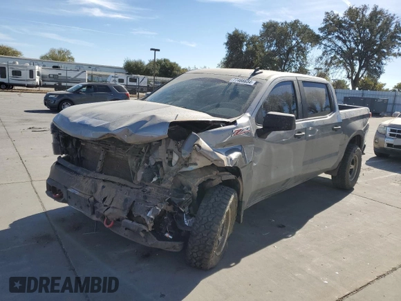 2021 Chevrolet Silverado 1500 Custom Trail Boss with VIN 1GCPYCEF5MZ430436, listed as a Copart auction lot 77466634 with 60,656 mi miles and Salvage Title. Bid and sale history available at DreamBid. Image 1.