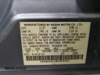 2008 Nissan Maxima 3.5 SL with VIN 1N4BA41E58C820193, listed as a Copart auction lot 45269775 with 114,315 mi miles and Non Repairable. Bid and sale history available at carsss.com. Image 12.