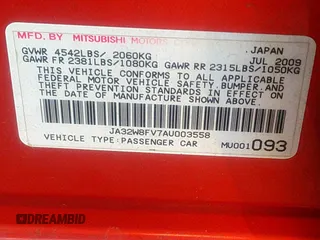 2010 Mitsubishi Lancer Evolution GSR with VIN JA32W8FV7AU003558, listed as a IAAI auction lot 40856259 with 123,639 mi miles and . Bid and sale history available at DreamBid. Image 9.
