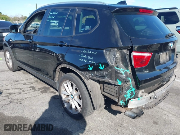 2013 BMW X3 xDrive28i with VIN 5UXWX9C57D0D08551, listed as a IAAI auction lot 41728132 with 123,630 mi miles and . Bid and sale history available at DreamBid. Image 3.
