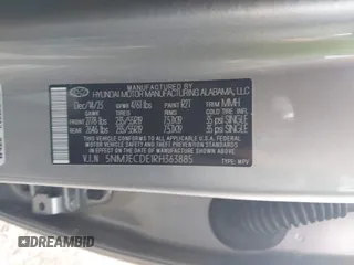 2024 Hyundai Tucson Limited with VIN 5NMJECDE1RH363885, listed as a IAAI auction lot 42204779 with 141,146 mi miles and . Bid and sale history available at DreamBid. Image 9.