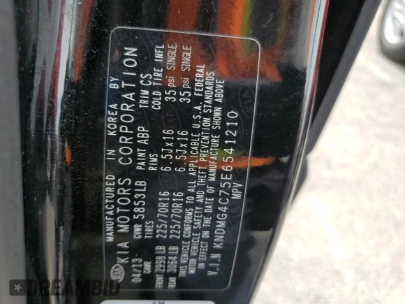 2014 Kia Sedona LX with VIN KNDMG4C75E6541210, listed as a Copart auction lot 51814055 with 133,572 mi miles and Clean Title. Bid and sale history available at carsss.com. Image 13.