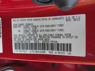 2023 Toyota Tacoma SR5 z VIN 3TYAZ5CN0PT037107, wystawiony jako IAAI lot #41717348 z przebiegiem 31 093 mil mil oraz . Historia ofert i sprzedaży dostępna na DreamBid. Obrazek 9.