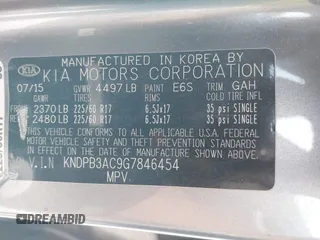 2016 Kia Sportage LX with VIN KNDPB3AC9G7846454, listed as a IAAI auction lot 42093337 with 143,513 mi miles. Bid and sale history available at carsss.com. Image 9.