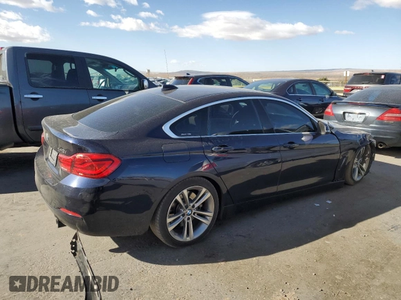 2018 BMW 4 Series 440i with VIN WBA4J5C57JBF07535, listed as a Copart auction lot 47117805 with 59,600 mi miles and Salvage Title. Bid and sale history available at DreamBid. Image 3.