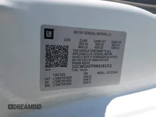 2021 Chevrolet Express Cargo с VIN 1GCWGAFP0M1181312, выставлен на аукционе IAAI как лот 42419790 с пробегом 110 271 миль миль и . История ставок и продаж доступна на DreamBid. Изображение 9.