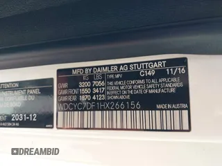 2017 Mercedes-Benz G-Class AMG G 63 with VIN WDCYC7DF1HX266156, listed as a IAAI auction lot 41943971 with 66,869 mi miles. Bid and sale history available at carsss.com. Image 9.