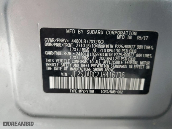 2018 Subaru Forester with VIN JF2SJABC2JH416736, listed as a Copart auction lot 51239685 with 97,748 mi miles and Salvage Title. Bid and sale history available at carsss.com. Image 13.