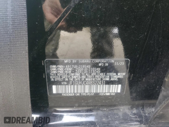 2024 Subaru Impreza RS z VIN JF1GUHJC4R8322431, wystawiony jako Copart lot #43940985 z przebiegiem 15 149 mil mil oraz Nie do naprawy • Non repairable. Historia ofert i sprzedaży dostępna na DreamBid. Obrazek 13.
