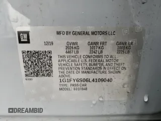 2020 Chevrolet Bolt EV LT with VIN 1G1FY6S06L4109040, listed as a Copart auction lot 42006653 with 37,156 mi miles. Bid and sale history available at carsss.com. Image 12.