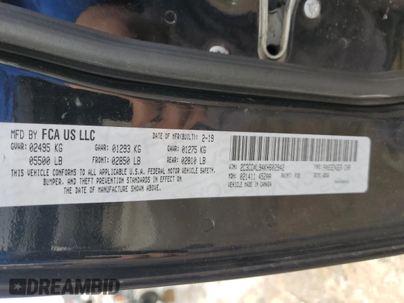 2019 Dodge Charger SRT Hellcat with VIN 2C3CDXL94KH602942, listed as a Copart auction lot 42246505 with Not Provided miles and Salvage Title. Bid and sale history available at DreamBid. Image 14.
