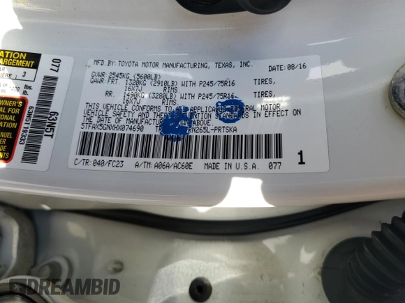 2017 Toyota Tacoma SR z VIN 5TFAX5GNXHX074690, wystawiony jako Copart lot #56672165 z przebiegiem 107 292 mil mil oraz Szkoda całkowita • Salvage title. Historia ofert i sprzedaży dostępna na DreamBid. Obrazek 12.
