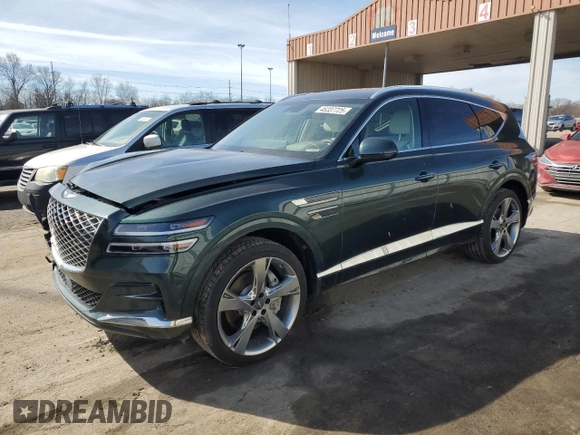 2022 Genesis GV80 z VIN KMUHBDSB7NU095835, wystawiony jako Copart lot #46337725 z przebiegiem 53 487 mil mil oraz Szkoda całkowita • Salvage title. Historia ofert i sprzedaży dostępna na DreamBid. Obrazek 1.