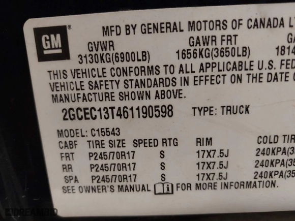 2006 Chevrolet Silverado 1500 LT1 with VIN 2GCEC13T461190598, listed as a IAAI auction lot 41521172 with 223,110 mi miles. Bid and sale history available at carsss.com. Image 9.
