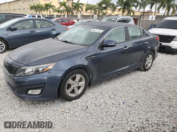 2015 Kia Optima LX z VIN KNAGM4A75F5590016, wystawiony jako Copart lot #48321155 z przebiegiem 112 720 mil mil oraz Czysty tytuł • Clean title. Historia ofert i sprzedaży dostępna na DreamBid. Obrazek 1.