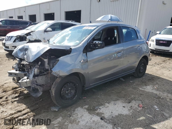 2021 Mitsubishi Mirage ES z VIN ML32AUHJ7MH008519, wystawiony jako Copart lot #56469705 z przebiegiem 128 811 mil mil oraz Szkoda całkowita • Salvage title. Historia ofert i sprzedaży dostępna na DreamBid. Obrazek 1.