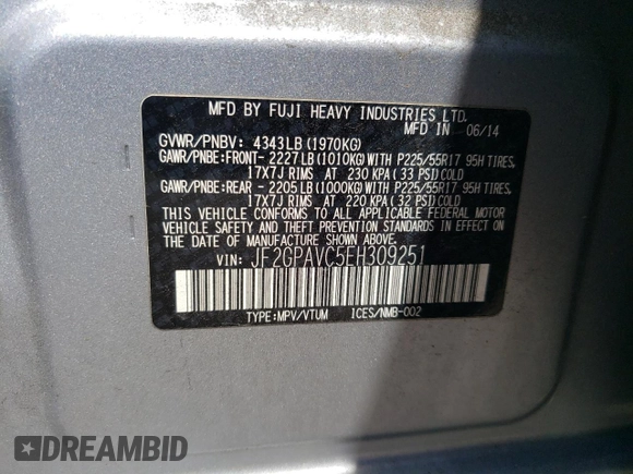 2014 Subaru Crosstrek Premium с VIN JF2GPAVC5EH309251, выставлен на аукционе Copart как лот 52407125 с пробегом 144 387 миль миль и Списание • Salvage title. История ставок и продаж доступна на DreamBid. Изображение 12.