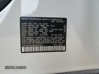 2024 Volkswagen Atlas SEL R-Line with VIN 1V2AE2CA5RC241990, listed as a Copart auction lot 53370185 with 5,294 mi miles and Salvage title. Bid and sale history available at DreamBid. Image 14.