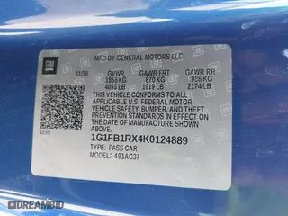2019 Chevrolet Camaro 1LT with VIN 1G1FB1RX4K0124889, listed as a IAAI auction lot 41316708 with 96,851 mi miles. Bid and sale history available at carsss.com. Image 9.