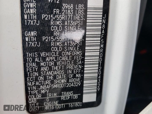 2013 Nissan Juke SV with VIN JN8AF5MR0DT204329, listed as a Copart auction lot 50688015 with 0 mi miles and Salvage Title. Bid and sale history available at carsss.com. Image 13.