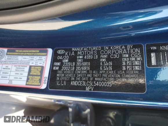 2020 Kia Niro EX Premium with VIN KNDCE3LC5L5400035, listed as a Copart auction lot 67534224 with 27,212 mi miles and Salvage Title. Bid and sale history available at carsss.com. Image 13.