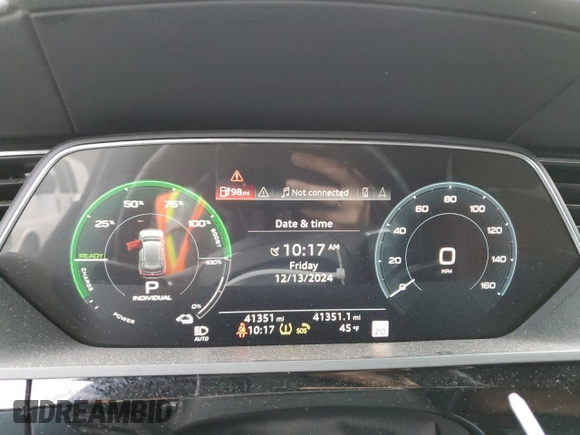 2019 Audi e-tron Premium Plus with VIN WA1LAAGE8KB021441, listed as a Copart auction lot 82905684 with 41,351 mi miles and Salvage title. Bid and sale history available at DreamBid. Image 9.