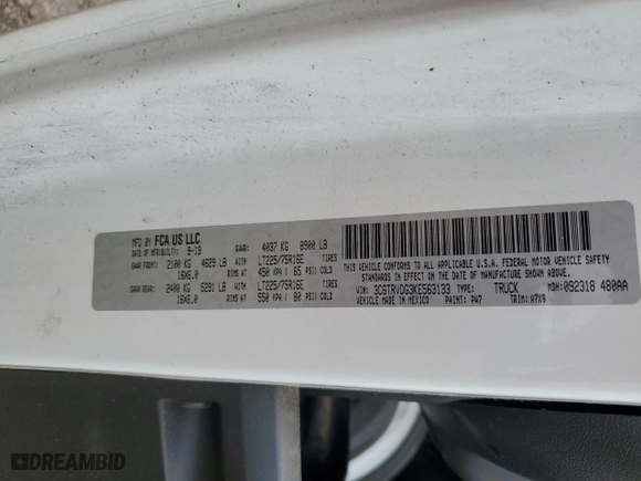 2019 Ram ProMaster Cargo Van with VIN 3C6TRVDG3KE563133, listed as a Copart auction lot 68084554 with 87,820 mi miles and Salvage Title. Bid and sale history available at carsss.com. Image 12.