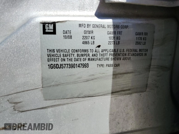 2009 Cadillac CTS RWD с VIN 1G6DJ577390147993, выставлен на аукционе Copart как лот 48491925 с пробегом 124 604 миль миль и Списание • Salvage title. История ставок и продаж доступна на DreamBid. Изображение 13.