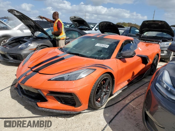 2020 Chevrolet Corvette 3LT with VIN 1G1Y83D40L5111321, listed as a Copart auction lot 77234354 with 0 mi miles and Salvage Title. Bid and sale history available at carsss.com. Image 1.