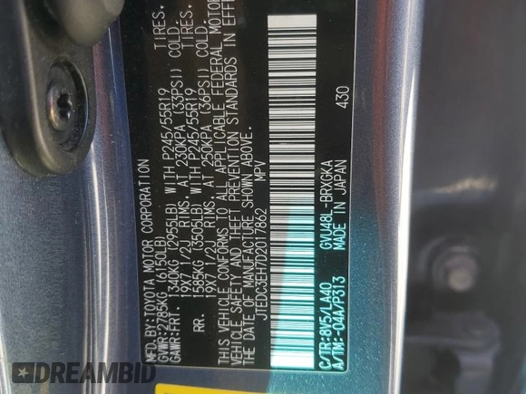 2013 Toyota Highlander Limited with VIN JTEDC3EH7D2017862, listed as a Copart auction lot 48812275 with 153,983 mi miles and Salvage title. Bid and sale history available at DreamBid. Image 14.