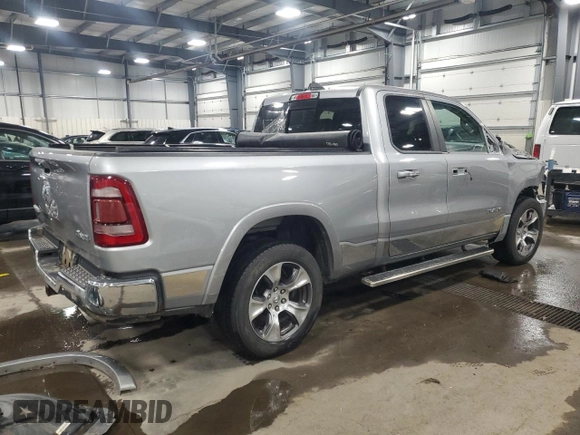 2019 Ram 1500 Laramie with VIN 1C6SRFDT2KN795605, listed as a Copart auction lot 88494875 with 156,046 mi miles and Salvage Title. Bid and sale history available at carsss.com. Image 3.