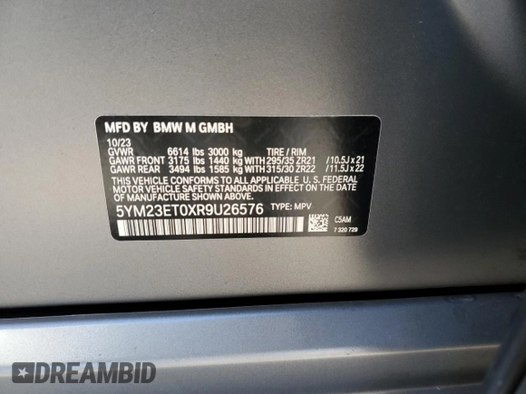2024 BMW X6 M with VIN 5YM23ET0XR9U26576, listed as a Copart auction lot 86698164 with 6,669 mi miles and Salvage Title. Bid and sale history available at carsss.com. Image 15.