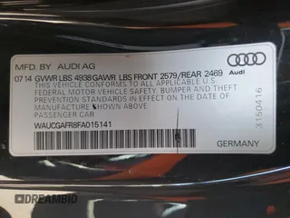 2015 Audi S5 Premium Plus with VIN WAUCGAFR8FA015141, listed as a Copart auction lot 47852075 with 76,513 mi miles and Salvage Title. Bid and sale history available at carsss.com. Image 12.