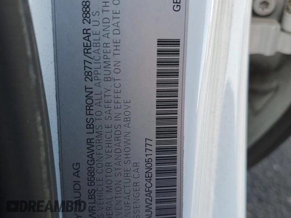 2014 Audi S7 Prestige z VIN WAUW2AFC4EN051777, wystawiony jako Copart lot #53831895 z przebiegiem 81 841 mil mil oraz Szkoda całkowita • Salvage title. Historia ofert i sprzedaży dostępna na DreamBid. Obrazek 12.