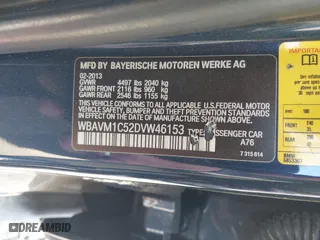 2013 BMW X1 28i with VIN WBAVM1C52DVW46153, listed as a IAAI auction lot 41236419 with 160,732 mi miles. Bid and sale history available at carsss.com. Image 9.