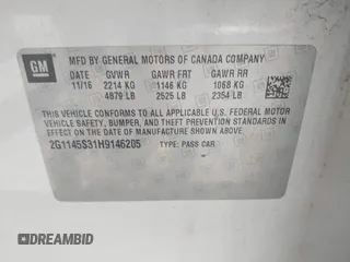2017 Chevrolet Impala Premier with VIN 2G1145S31H9146205, listed as a IAAI auction lot 42651277 with Not provided miles and . Bid and sale history available at DreamBid. Image 9.