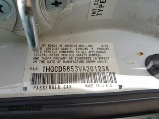 1997 Honda Accord EX с VIN 1HGCD5653VA201234, выставлен на аукционе IAAI как лот 42371208 с пробегом 112 686 миль миль и . История ставок и продаж доступна на DreamBid. Изображение 9.