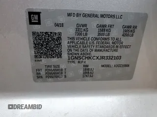 2018 Chevrolet Suburban LT with VIN 1GNSCHKCXJR332103, listed as a Copart auction lot 82861393 with 143,607 mi miles and . Bid and sale history available at DreamBid. Image 13.
