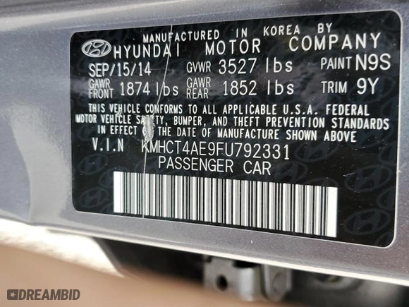 2015 Hyundai Accent GLS with VIN KMHCT4AE9FU792331, listed as a Copart auction lot 47350105 with 144,709 mi miles and Clean Title. Bid and sale history available at carsss.com. Image 12.