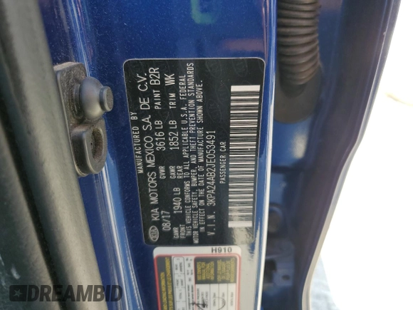 2018 Kia Rio S with VIN 3KPA24AB2JE053491, listed as a Copart auction lot 53782775 with 106,860 mi miles and Clean Title. Bid and sale history available at carsss.com. Image 12.