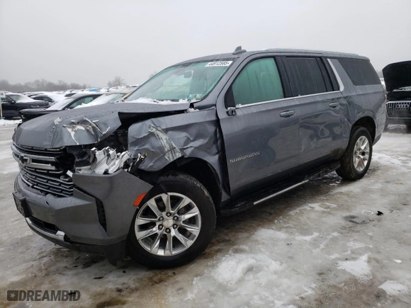 2021 Chevrolet Suburban Premier with VIN 1GNSKFKD1MR363132, listed as a Copart auction lot 44912585 with 52,902 mi miles and Salvage Title. Bid and sale history available at carsss.com. Image 1.