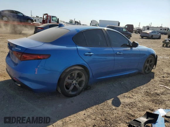 2019 Alfa Romeo Giulia Sport with VIN ZARFAMAN0K7611865, listed as a Copart auction lot 74841374 with 0 mi miles and Salvage Title. Bid and sale history available at carsss.com. Image 3.