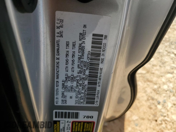 2022 Toyota Tacoma SR с VIN 3TYRX5GN2NT043779, выставлен на аукционе Copart как лот 61758825 с пробегом Не указан миль и Чистый • Clean title. История ставок и продаж доступна на DreamBid. Изображение 12.
